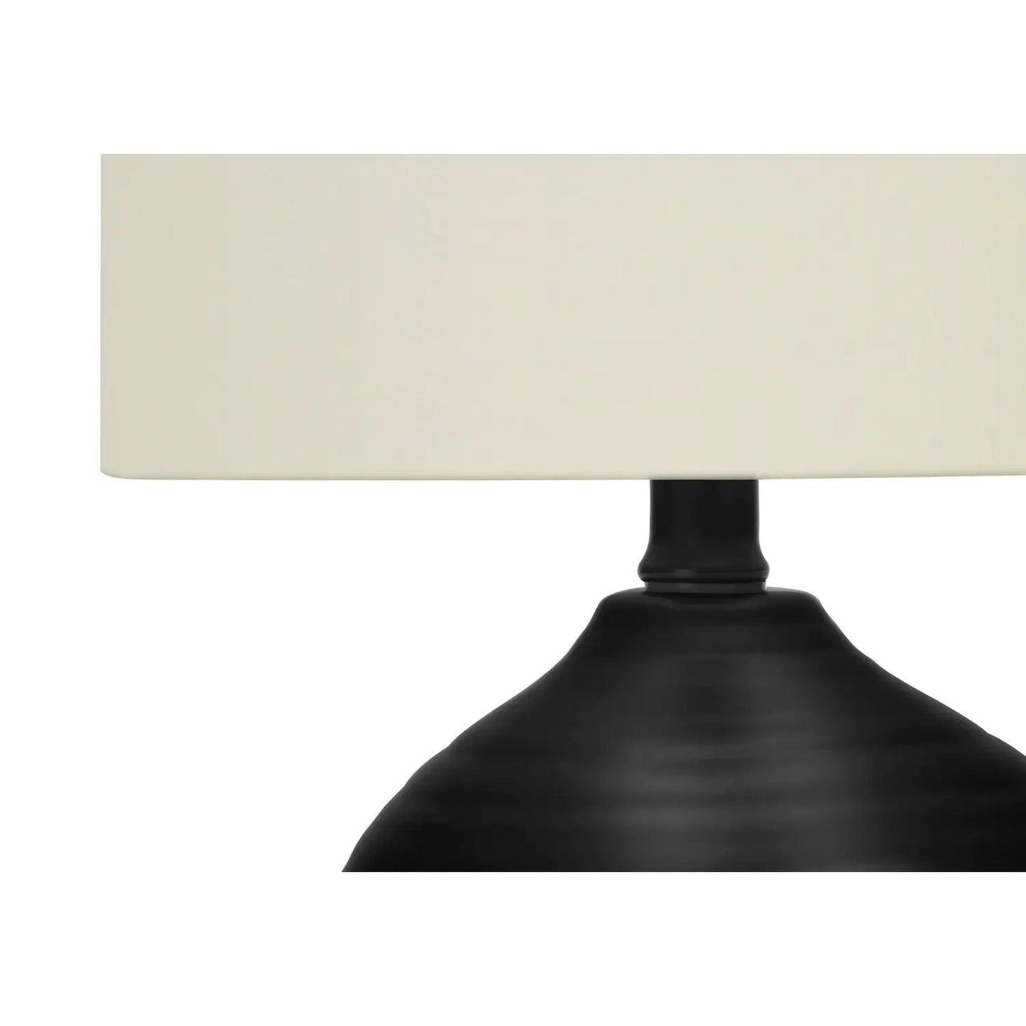 Table lamp with black ceramic base and cream fabric shade on Tampa Home & Garden Store