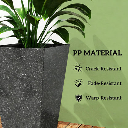Stackable Taper Planters Set of 3 in speckled black PP material with lush green leaves on Tampa Home & Garden Store
