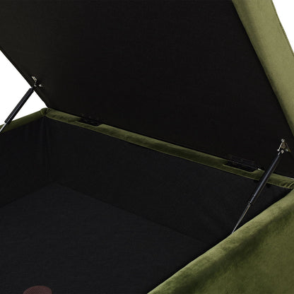 Knox Square Storage Cocktail Ottoman olive green velvet with hinged lid HouseOfZazla on Tampa Home & Garden Store