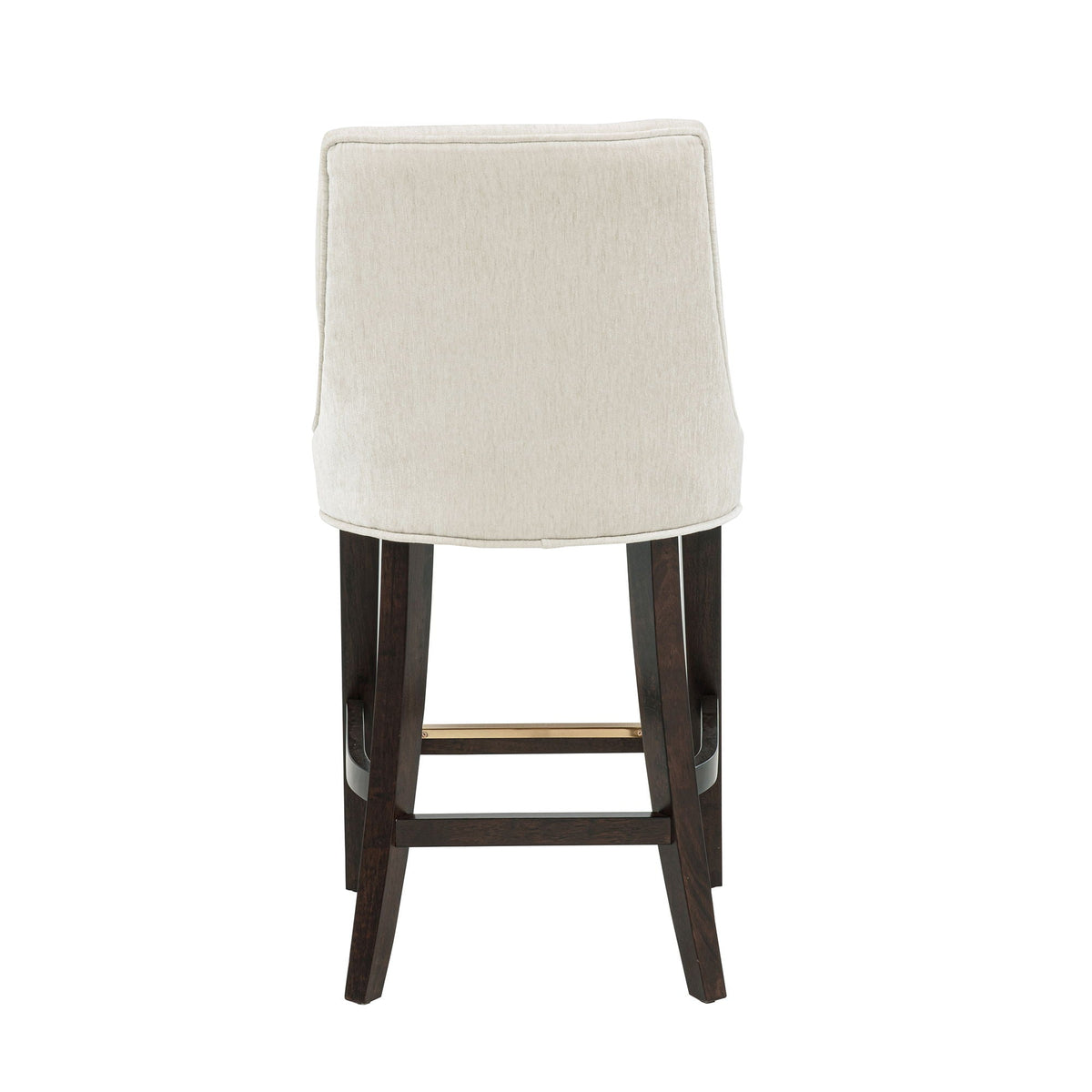 HouseOfZazla beige upholstered counter stool with backrest and footrest, 24–27 in, dark wood legs on Tampa Home & Garden Store