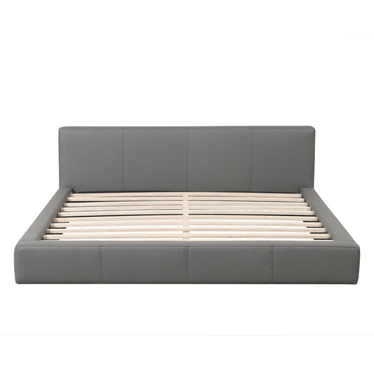 Stylish Upholstered Bed with Birch Wood Frame in grey upholstery and slatted wood base on Tampa Home & Garden Store