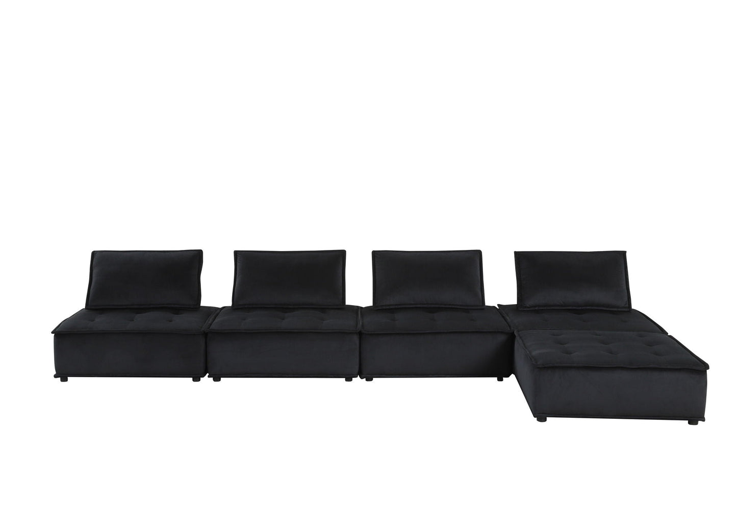 Anna stylish black stationary sectional sofa with chaise and ottoman by HouseOfZazla on Tampa Home & Garden Store