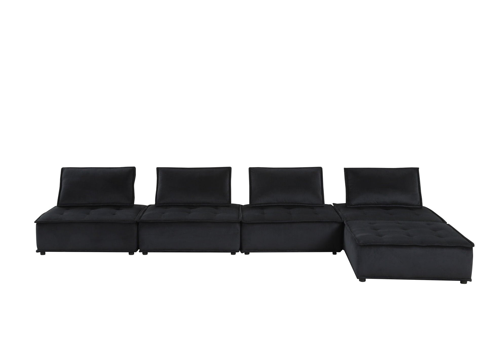 Anna stylish black stationary sectional sofa with chaise and ottoman by HouseOfZazla on Tampa Home & Garden Store