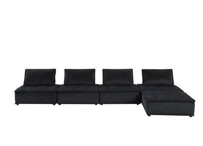 Anna stylish black stationary sectional sofa with chaise and ottoman by HouseOfZazla on Tampa Home & Garden Store