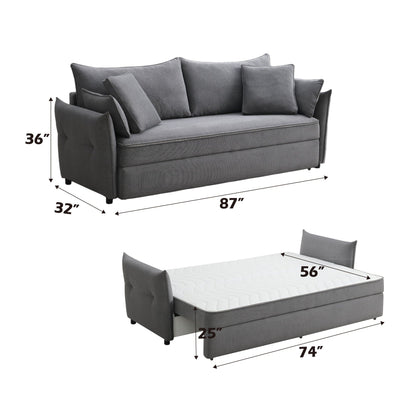 Irina Pull-Out Sleeper Sofa with Storage, dark gray fabric, removable cushions HouseOfZazla on Tampa Home & Garden Store