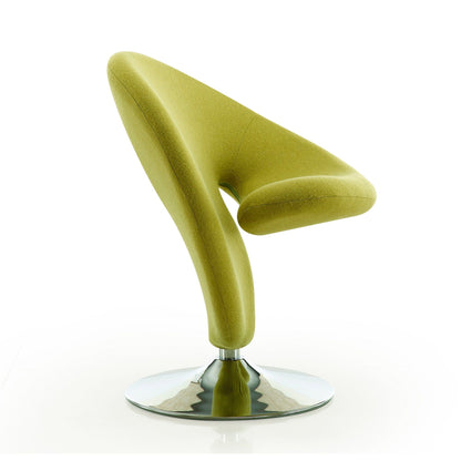 Swivel lounge chair with wool blend upholstery in lime green, chrome pedestal base HouseOfZazla on Tampa Home & Garden Store