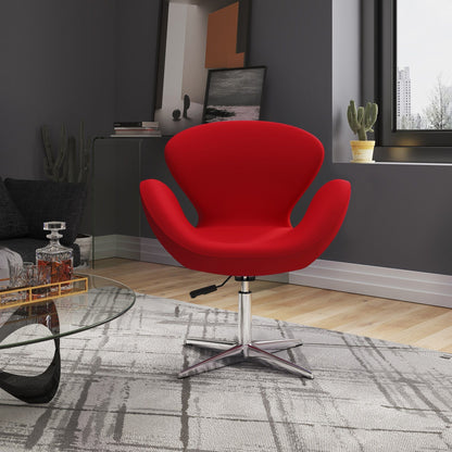 Raspberry Swivel Lounge Chair with 360-degree rotation, red upholstery and chrome pedestal base on Tampa Home & Garden Store