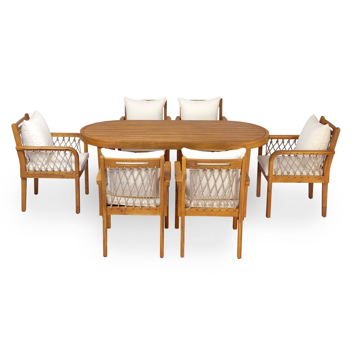 Seven Piece Outdoor Acacia Wood Dining Set
