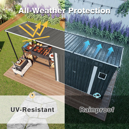Heavy Gray Storage Shed and the Pergola Combo