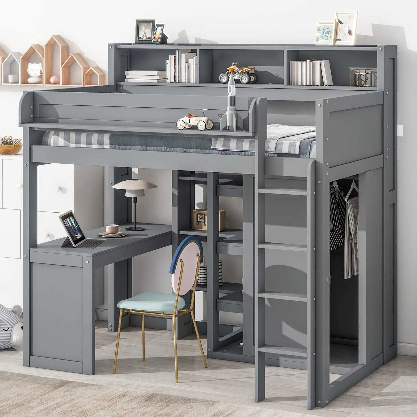 Loft Bed with Built in Desk and Wardrobe