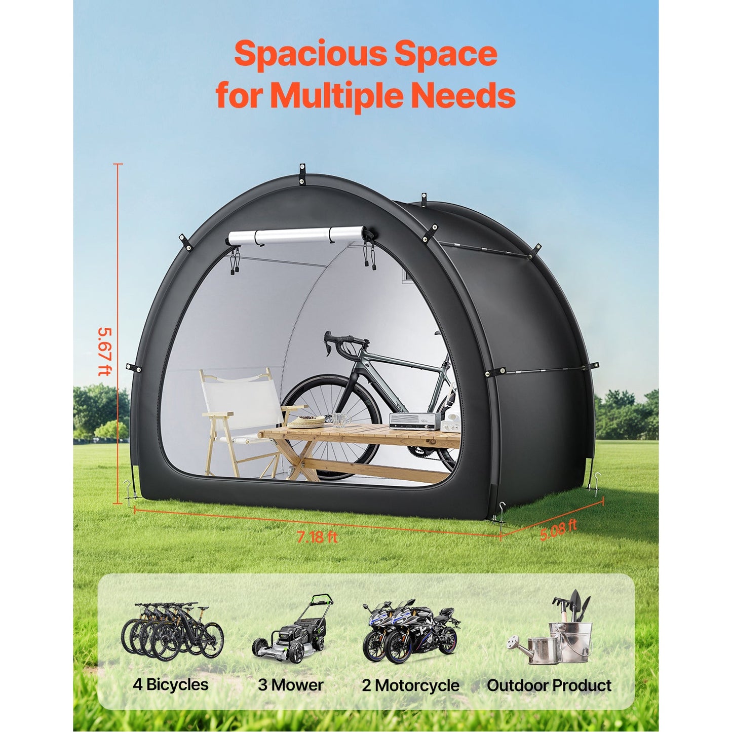 Waterproof Bike Storage Tent for Four Bikes