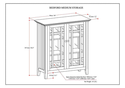 Bedford Storage Media Cabinet with Glass Doors