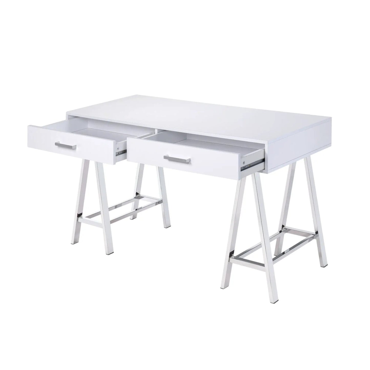 Coleen High Gloss Writing Desk with USB, white finish, Unique Piece Furniture on Tampa Home & Garden Store