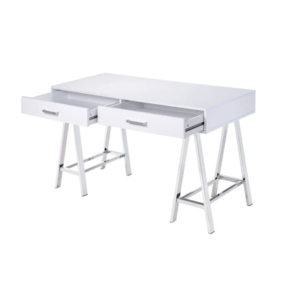 Coleen High Gloss Writing Desk with USB, white finish, Unique Piece Furniture on Tampa Home & Garden Store