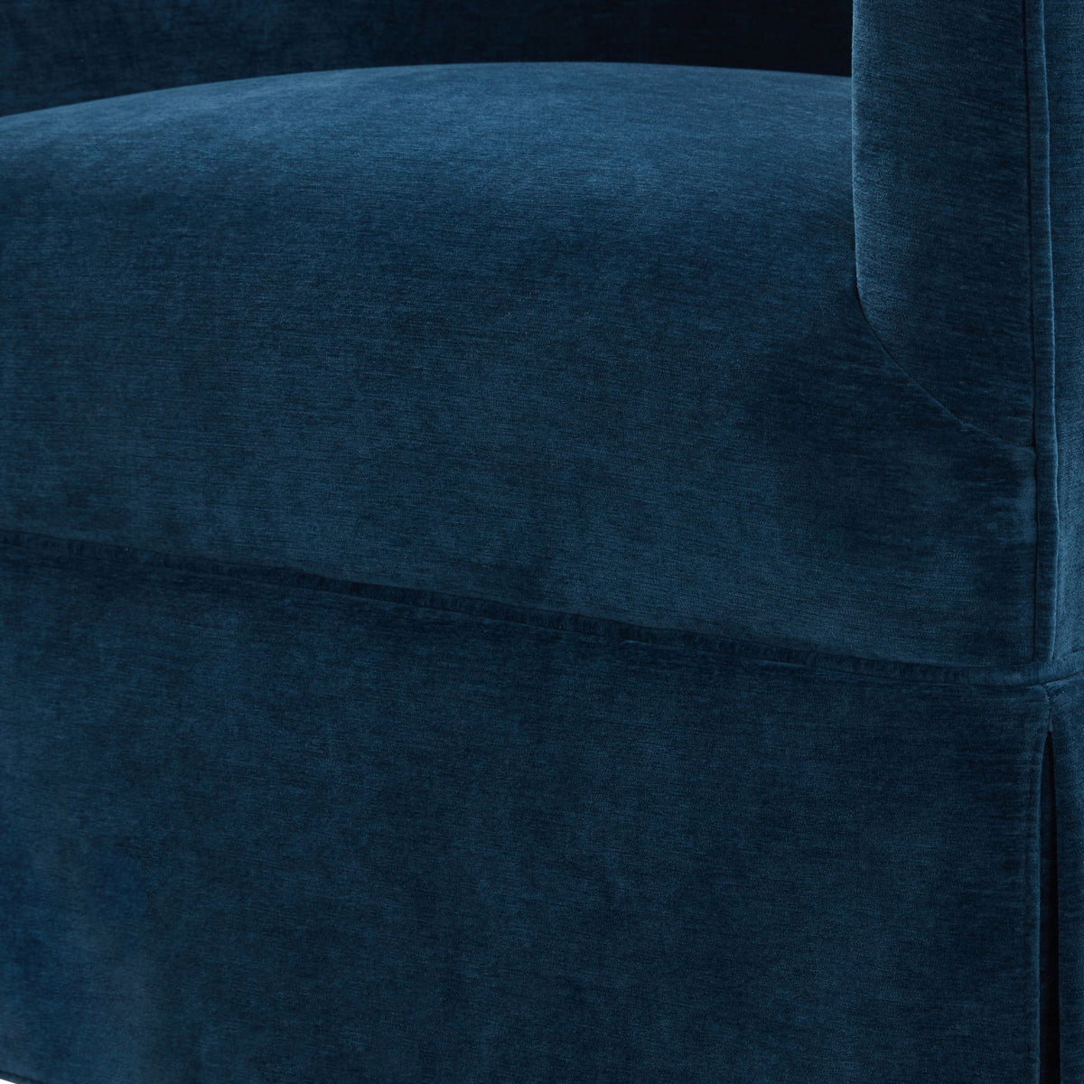 Skirted swivel chair blue velvet upholstery close-up texture HouseOfZazla on Tampa Home & Garden Store
