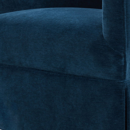 Skirted swivel chair blue velvet upholstery close-up texture HouseOfZazla on Tampa Home & Garden Store