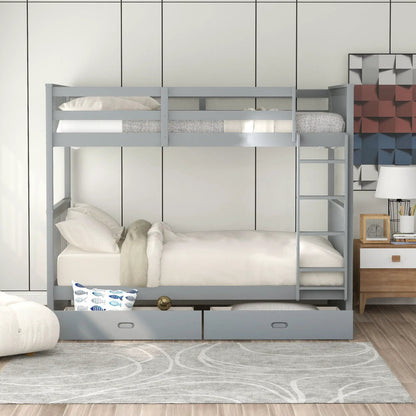 Bunk bed with ladders and 2 storage drawers in gray by Unique Piece Furniture on Tampa Home & Garden Store