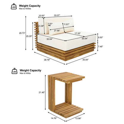 Oversized Outdoor 3-Piece Chat Set with Two Club Chairs and Side Table by HouseOfZazla cream on Tampa Home & Garden Store