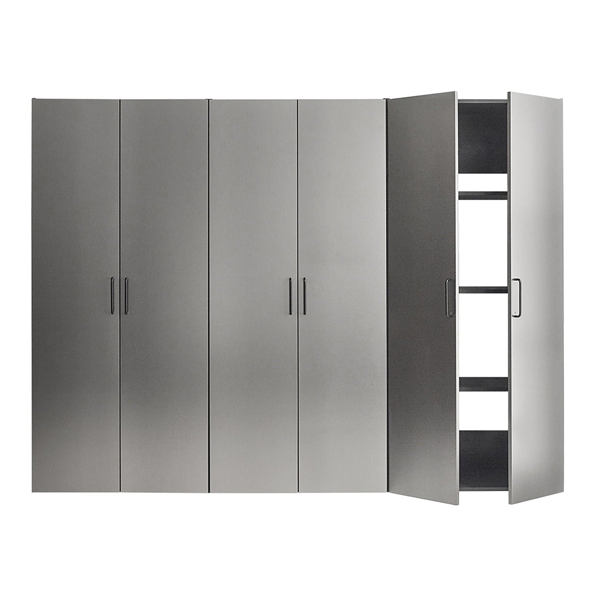 Garage cabinet set metallic gray with soft-close drawers by HouseOfZazla, 94.5 inches wide on Tampa Home & Garden Store