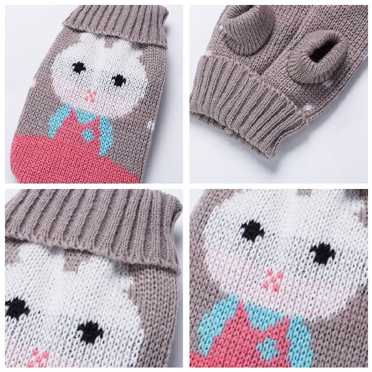 Pet Zen Christmas maple snowflake turtleneck knitted pet sweater in taupe with white face pattern on Tampa Home & Garden Store