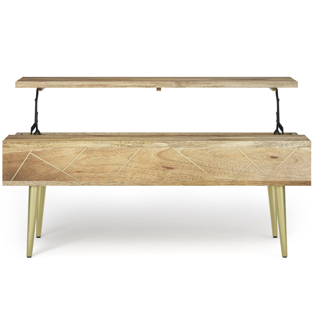 Handcrafted Lift Top Coffee Table and Storage by HouseOfZazla, oak finish, rectangular top on Tampa Home & Garden Store