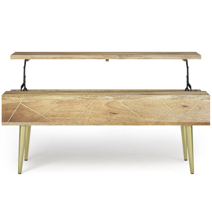 Handcrafted Lift Top Coffee Table and Storage by HouseOfZazla, oak finish, rectangular top on Tampa Home & Garden Store