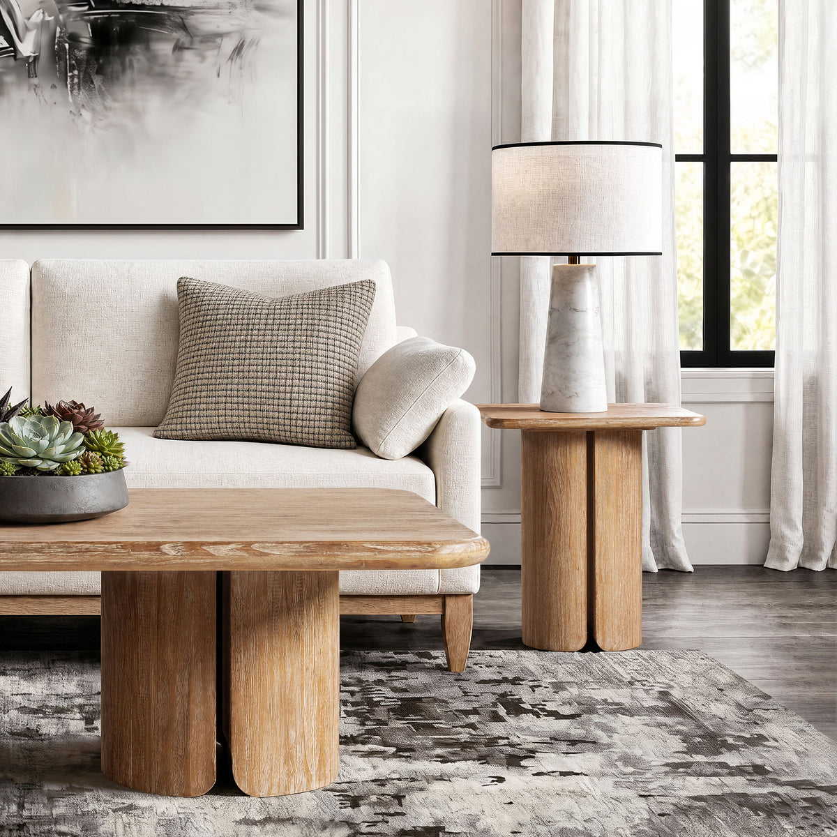 Pair of antique brown square pedestal side tables with sculptural bases by HouseOfZazla on Tampa Home & Garden Store