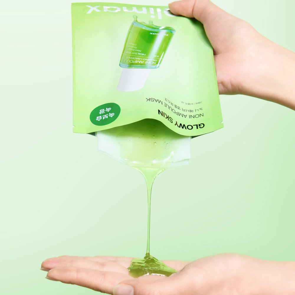 Noni Ampoule Mask 29ml x5ea green box with serum pouring into hand on Tampa Home & Garden Store on Tampa Home & Garden Store
