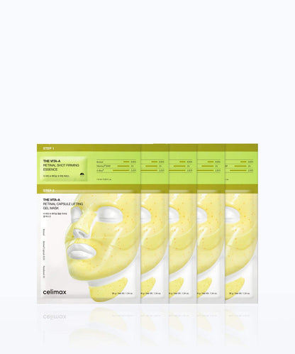 celimax Vita-A Retinal 2-Step Gel Mask 4ea facial mask set in lime green packaging with Step 1/2 on Tampa Home & Garden Store