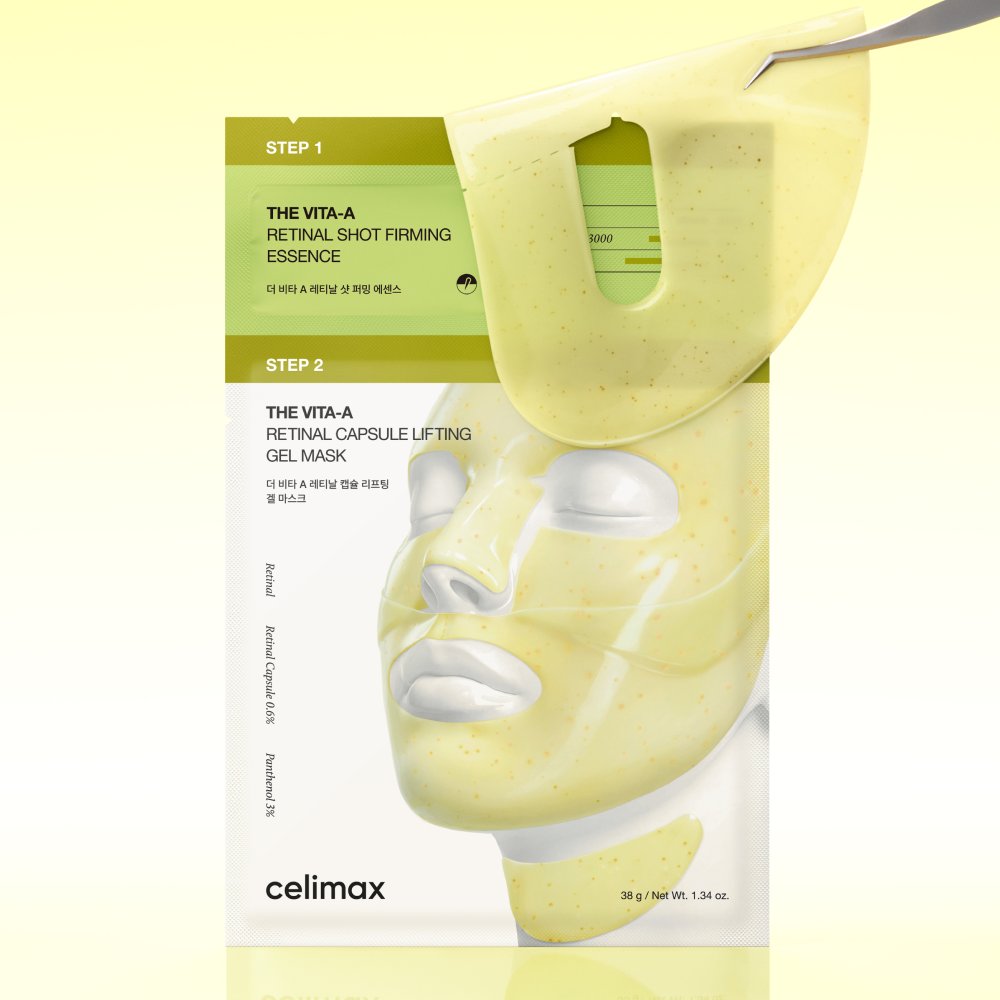celimax Vita-A Retinal 2-Step Gel Mask 4ea facial mask set yellow gel mask packaging on Tampa Home & Garden Store