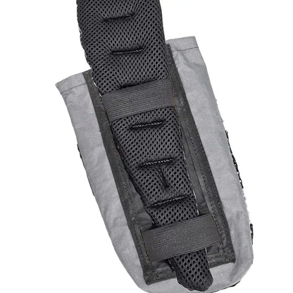 Cell phone pouch for backpack shoulder strap with zipper, gray fabric and padded mesh back on Tampa Home & Garden Store