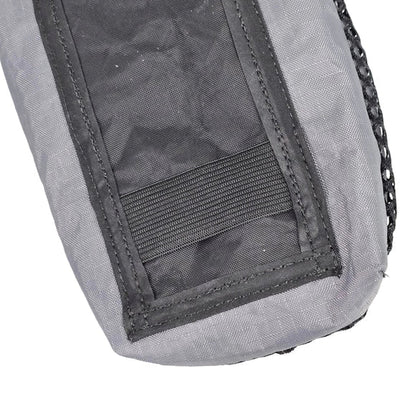 Cell phone pouch for backpack shoulder strap by Hilltop Packs LLC, gray fabric with black stitching on Tampa Home & Garden Store