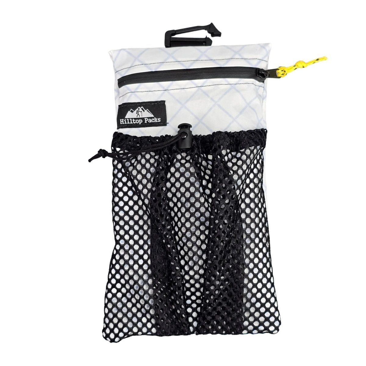 Cell Phone Pouch for Backpack Shoulder Strap Hilltop, white fabric with black mesh pocket on Tampa Home & Garden Store