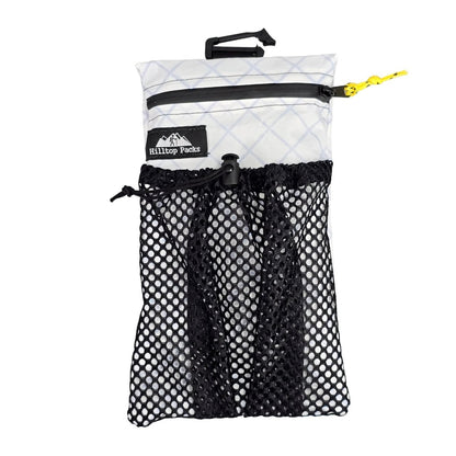 Cell Phone Pouch for Backpack Shoulder Strap Hilltop, white fabric with black mesh pocket on Tampa Home & Garden Store