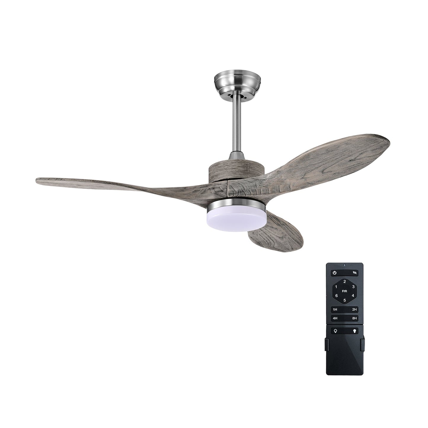 Ventilador de techo de madera de 48 pulgadas con luces LED y 6 niveles de velocidad