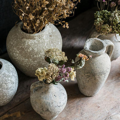 Cement Pompeii-style amphora vase set of four in rustic gray, weathered finish RusticReach on Tampa Home & Garden Store