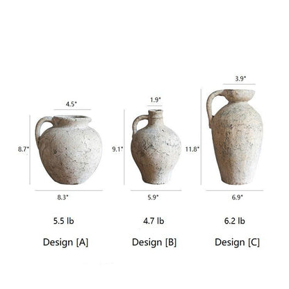 Cement Pompeii-style handmade amphora vases by RusticReach; trio of Designs A–C with handles on Tampa Home & Garden Store