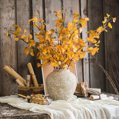 Cement Pot Pompeii Style Handmade Art Jar Pot by RusticReach with orange autumn branches on Tampa Home & Garden Store