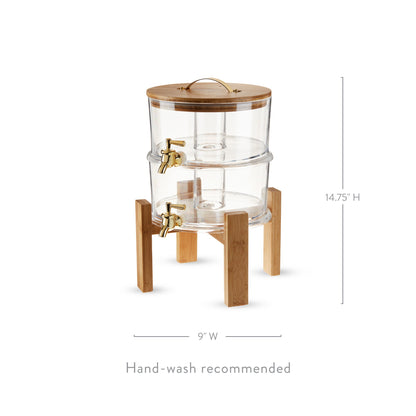 Double Outdoor Drink Dispenser with a Bamboo Lid