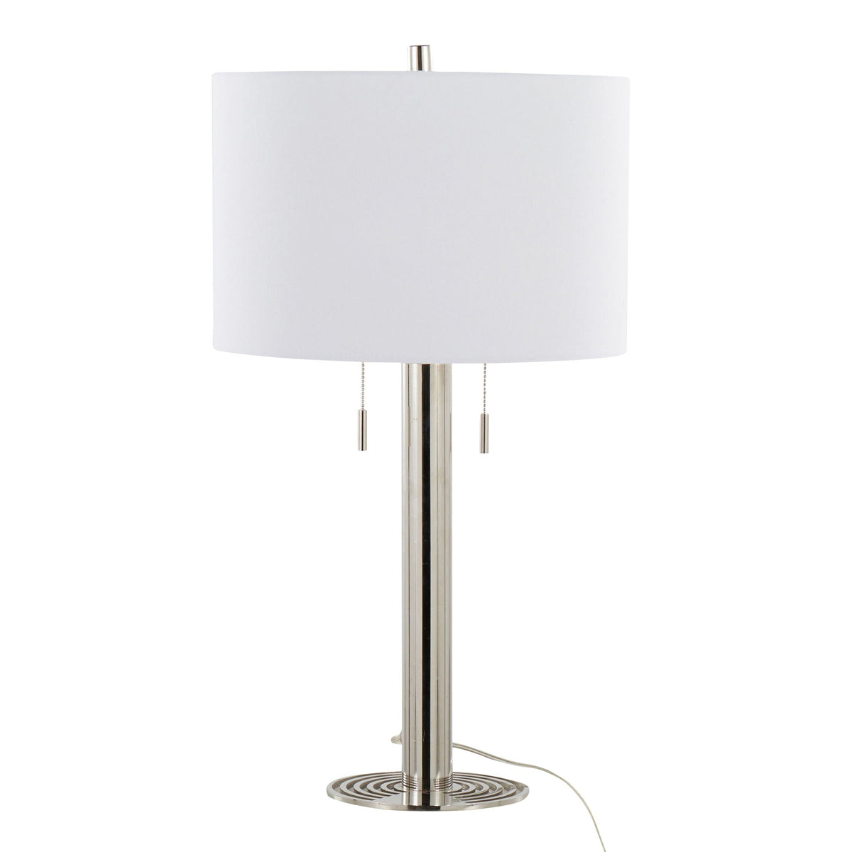 Master 29in contemporary table lamp polished nickel with white drum shade HouseOfZazla on Tampa Home & Garden Store