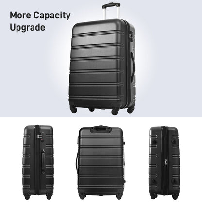 HouseOfZazla 3-piece black hardside spinner luggage set with TSA lock 20in 24in 28in on Tampa Home & Garden Store