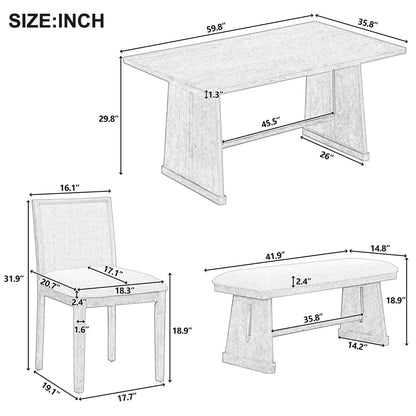 Dining set with rectangular table and 4 upholstered chairs and 1 bench by Unique Piece Furniture on Tampa Home & Garden Store
