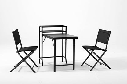 Black Folding Patio Bistro Set and Sling Chairs