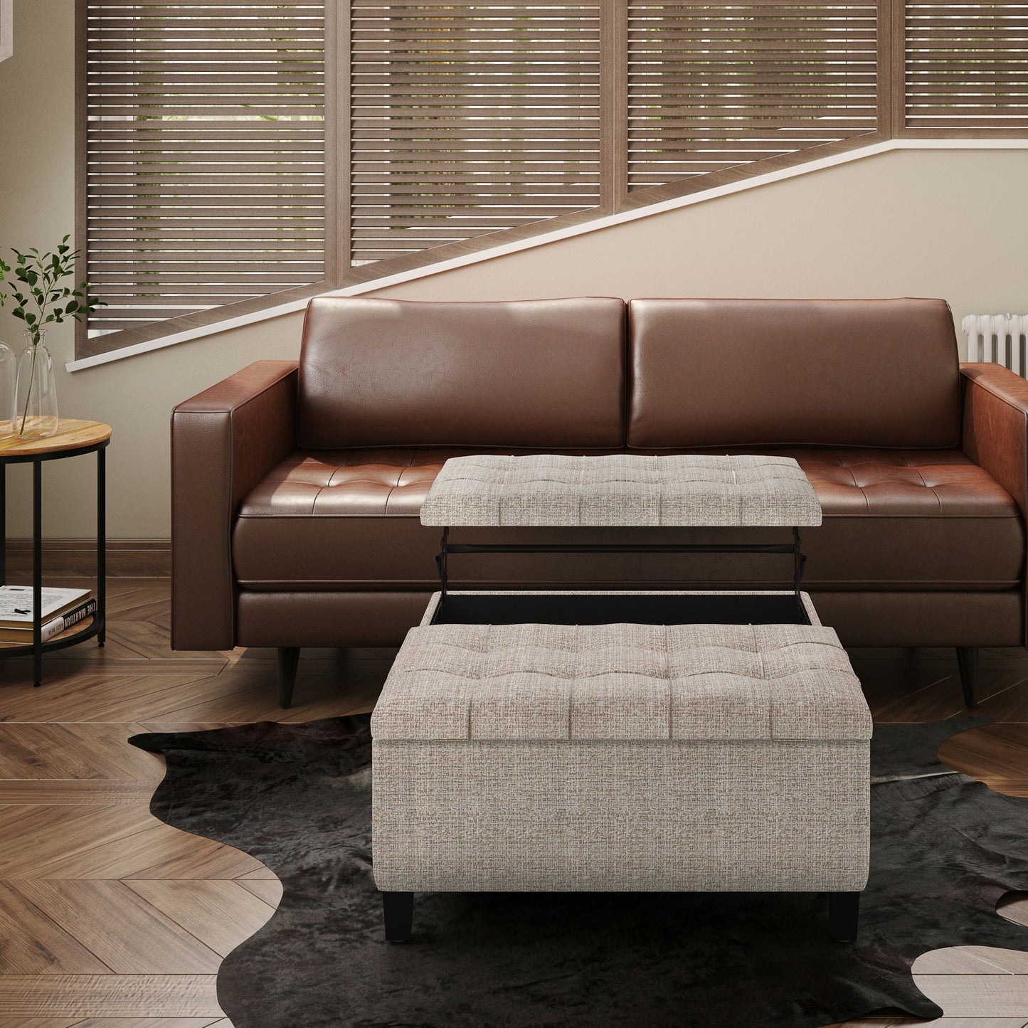 Harrison Upholstered Coffee Table Storage Ottoman