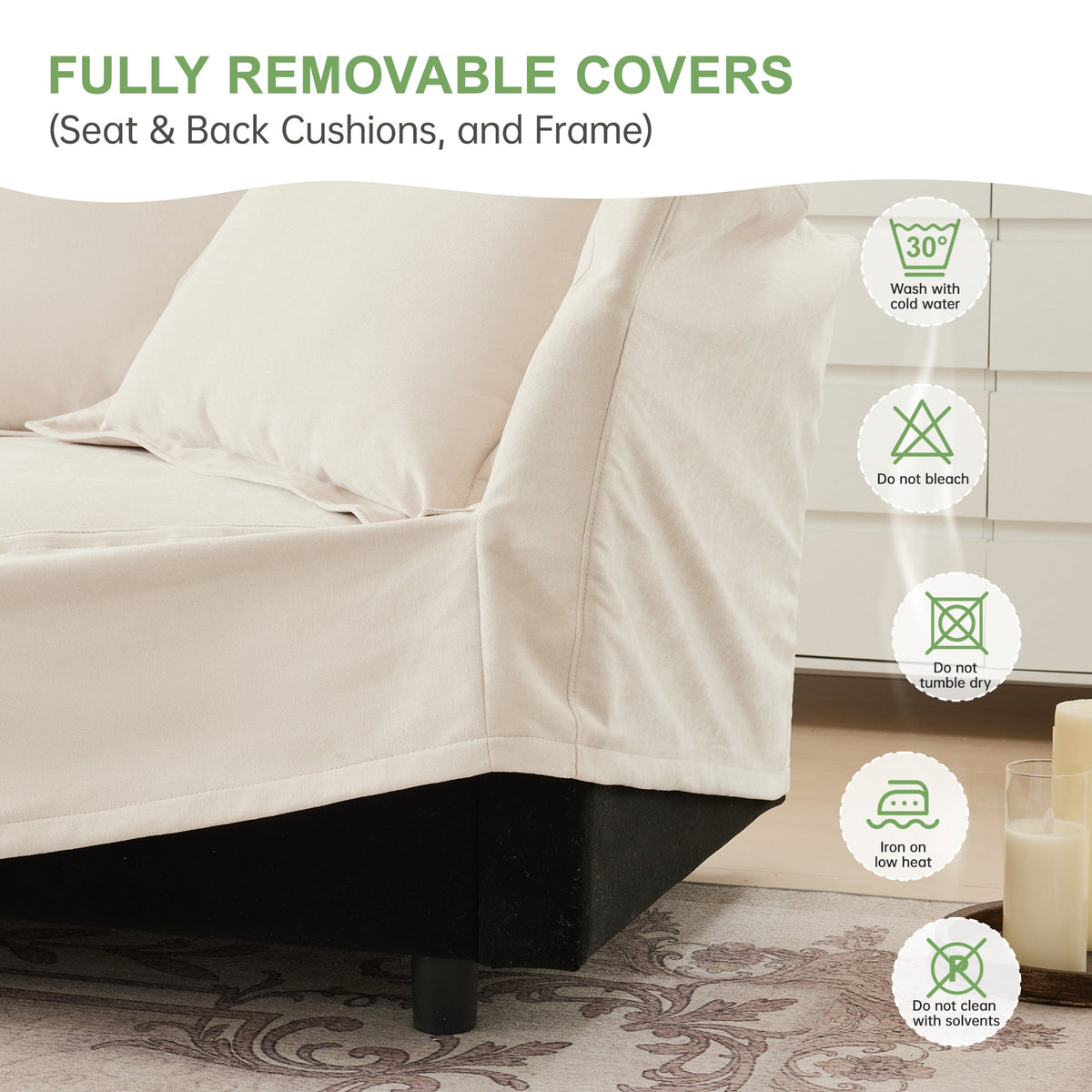 Modern Slipcovered Sofa with Corduroy Fabric