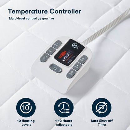 1-Piece Full Heated Mattress Pad HouseOfZazla with Serta remote, white quilted cover on Tampa Home & Garden Store
