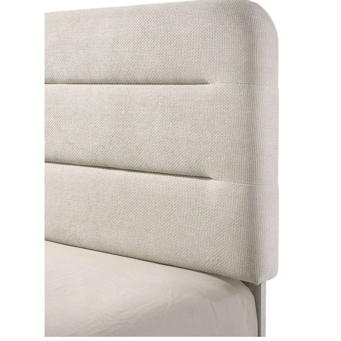 Upholstered Panel Bed Sleek Lines beige fabric padded headboard by HouseOfZazla on Tampa Home & Garden Store