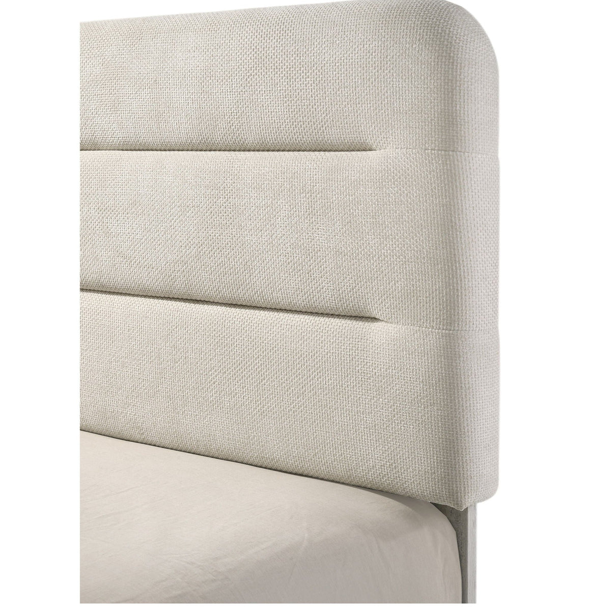 Upholstered Panel Bed Sleek Lines beige fabric padded headboard by HouseOfZazla on Tampa Home & Garden Store