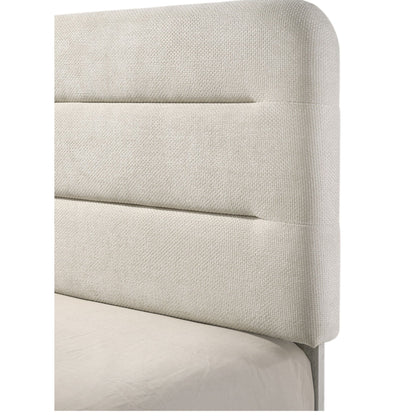 Upholstered Panel Bed Sleek Lines beige fabric padded headboard by HouseOfZazla on Tampa Home & Garden Store