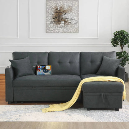 Sectional Sofa Bed L Shaped Sofa with USB Port